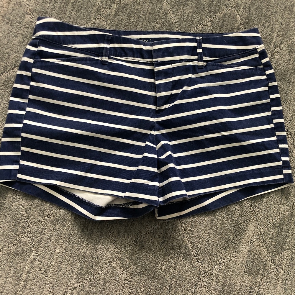 old navy blue and white striped shorts